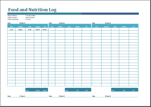 Sales Log | Food Nutrition and Action Log Templates | Word & Excel ...