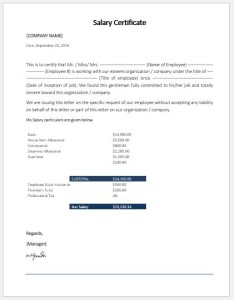 Salary Certificate Templates MS Word | Excel Templates
