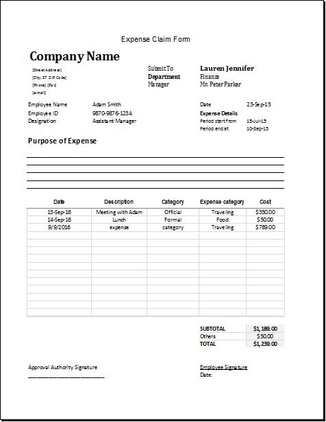 Expense Claim Form Templates Word Excel Formats Vrogue