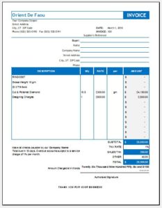 Jewelry Invoice Template for Business Excel Templates